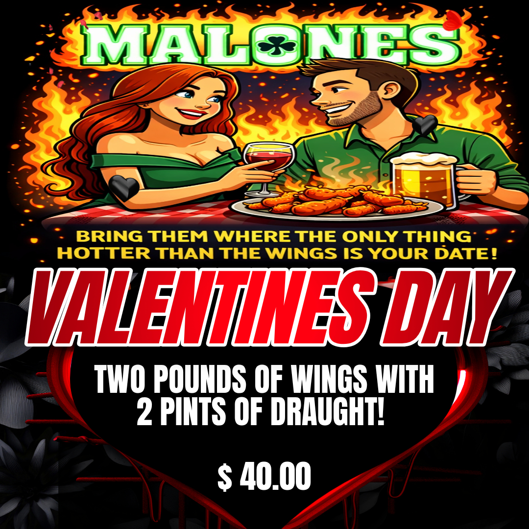 ❤️ The What’s What at Malones ❤️

Wed – Cash Quest Trivia @ 6 PM
Thurs – Acoustic Open Mic @ 6 PM
Fri – Jamie Drake &amp; The Thunderstealers @ 6 PM
Sat – Mr. Mad @ 6 PM
Sun – Sunday Jam @ 4 PM

#DemandYourMalonesTyme