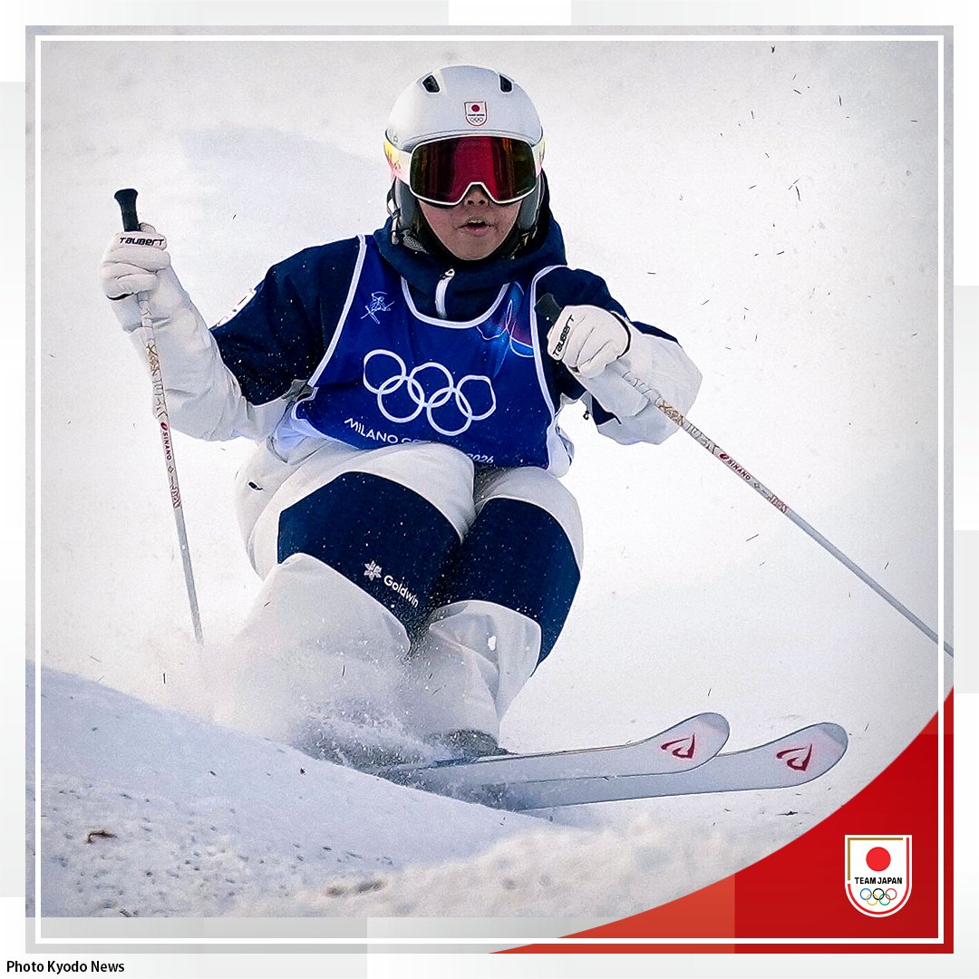 TeamJapan's tweet photo. #MilanoCortina2026
フリースタイルスキー 女子モーグル 決勝⛷️

4位 冨髙日向子 選手
11位 藤木日菜 選手
13位 柳本理乃 選手 
17位 中尾春香 選手

冨高選手はターン点でわずか0.20点及ばず、惜しくも4位。
4選手は女子デュアルモーグルにも出場予定です！

#TEAMJAPAN #ともに一歩踏み出す勇気を https://t.co/RfSvVWoxLK