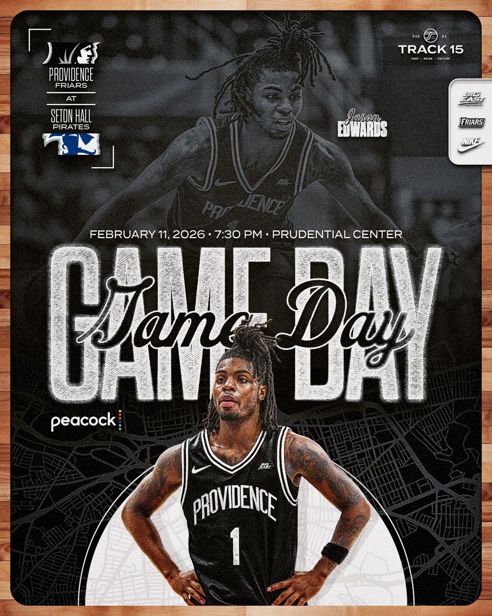 GAME DAY‼️

🆚 Seton Hall
⏰ 7:30PM
🏟️ Prudential Center
📍 Newark, NJ
💻 <a href="/peacock/">Peacock</a> 
📻 <a href="/wpro/">NewsTalk 99.7 & AM 630 WPRO</a>
📱 <a href="/varsity/">Varsity</a>
🔗 linktr.ee/pcfriarsbasket…