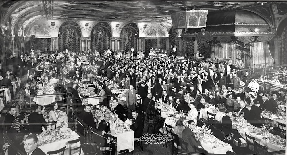 This April 28, 1939 photo at the Universal City Club annual dinner dance gives us an idea of the vastness of the Biltmore Bowl nightclub at the Biltmore Hotel. when it opened in the late 1920s it was called the Sala de Oro, which means “Room of Gold” and was quite lavish.