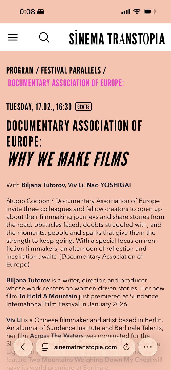 ベルリンのイベントで、30分間プレゼンすることになりました。英語でうまく伝えられるかドキドキしますが、お近くにお住まいの方はぜひ見届けてくださるとうれしいです。
🙏❄️

sinematranstopia.com/en/festival-pa…