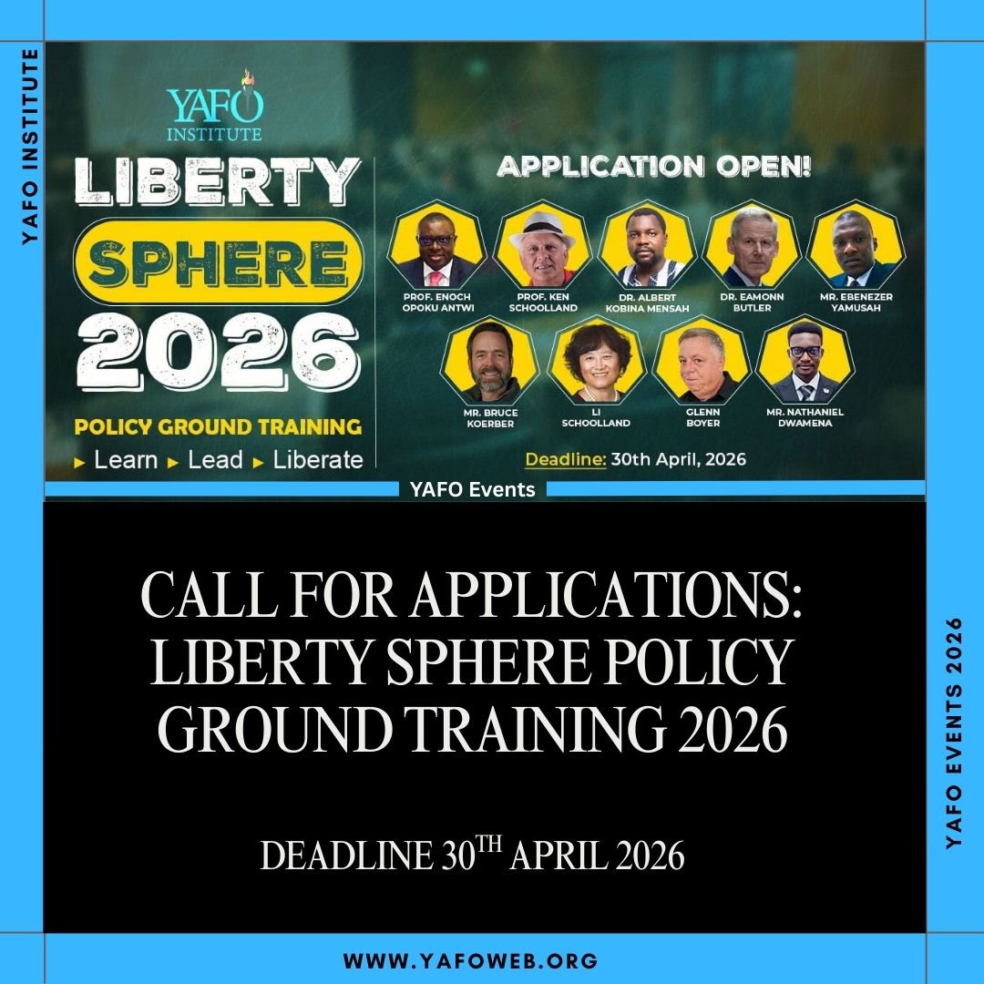 Liberty Sphere 2026 🌍 

YAFO Institute is now accepting applications for the Liberty Sphere – Policy Grounds Training 2026. This program equips emerging leaders with key policy insights and practical engagement skills. 

Apply here forms.gle/GcQmN1UR3v17Aa… to secure your spot! ✍️