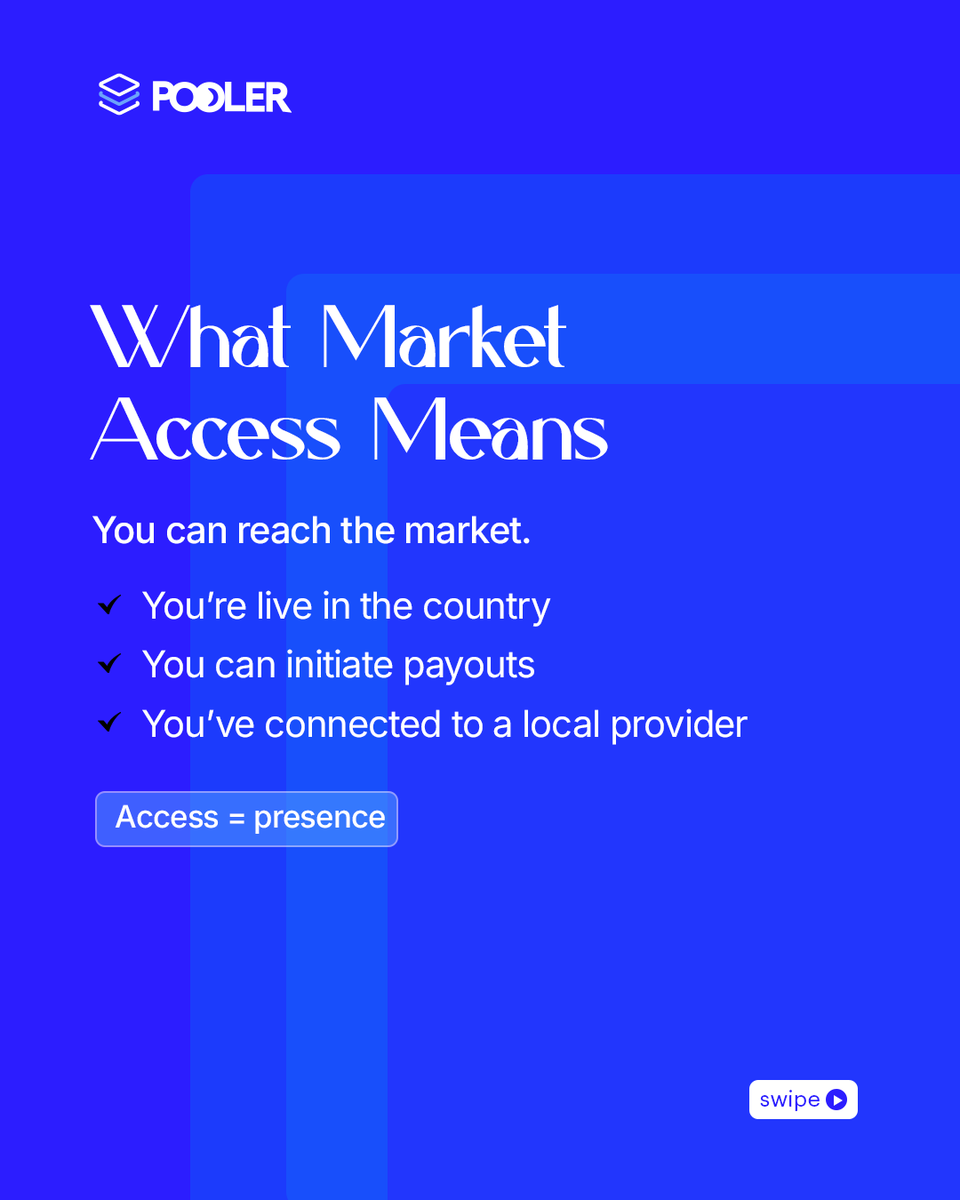 Poolerapp_'s tweet photo. Market access ≠ market readiness.

Access gets you in.
Infrastructure keeps you running.

#Pooler #UsePooler #Fintech #Africa #MarketAccess #MarketReadiness https://t.co/FhUh0VYV7u