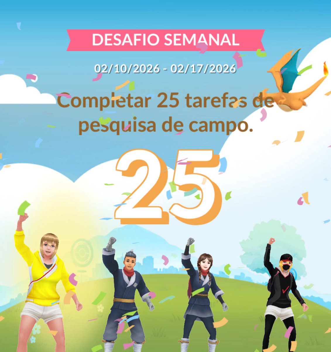 Completamos o Desafio Semanal! Junte-se à minha equipe novamente na semana que vem!
Junte-se à diversão do Pokémon GO! pokemongolive.com/refer?code=WQQ…
