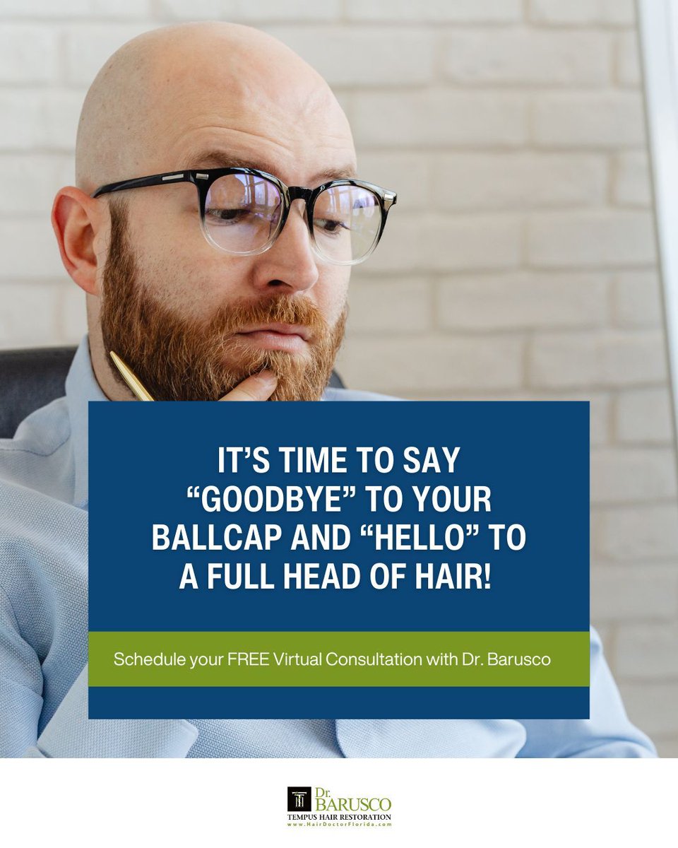 TempusHair's tweet image. A #HairReplacement procedure by Dr. Marco Barusco can give you the confidence to stop hiding under your #BallCap and start living your #BestLife! Book your FREE #VirtualConsultation with Dr. Barusco to learn your options, and get back in the game!
hairdoctorflorida.com/hair-transplan…