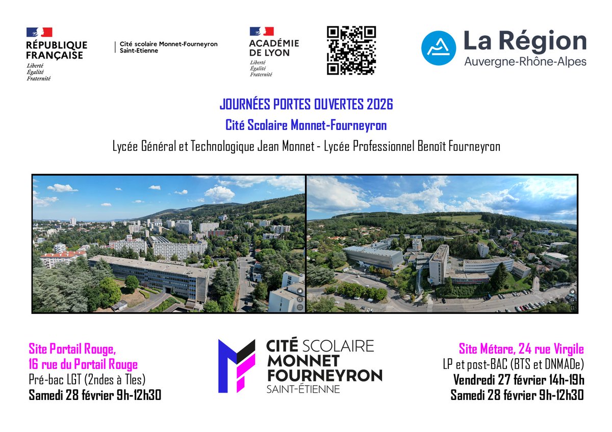 Prêt·e à préparer ton futur ? 🎓
Lycée Jean Monnet ouvre ses portes :
📍 Métare -24 Rue Virgile– BTS &amp; DNMADE | Ven 27/02 14‑19h, Sam 28/02 9‑12h
📍 Portail Rouge- 16 Rue du Portail Rouge –                     Bac Général, STD2A… | Sam 28/02 9‑12h30
🔗 lnkd.in/eP_M_hnk