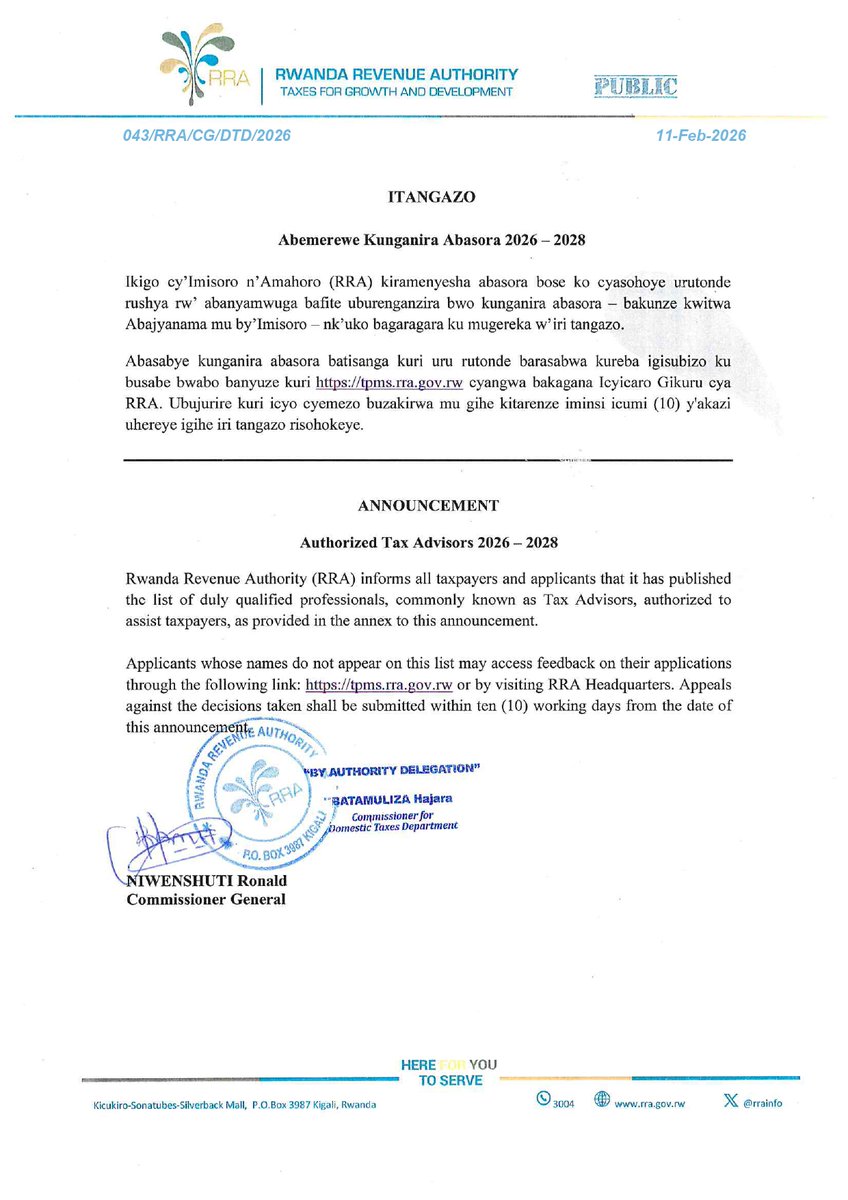 Rwanda Revenue Authority (RRA) tweet media