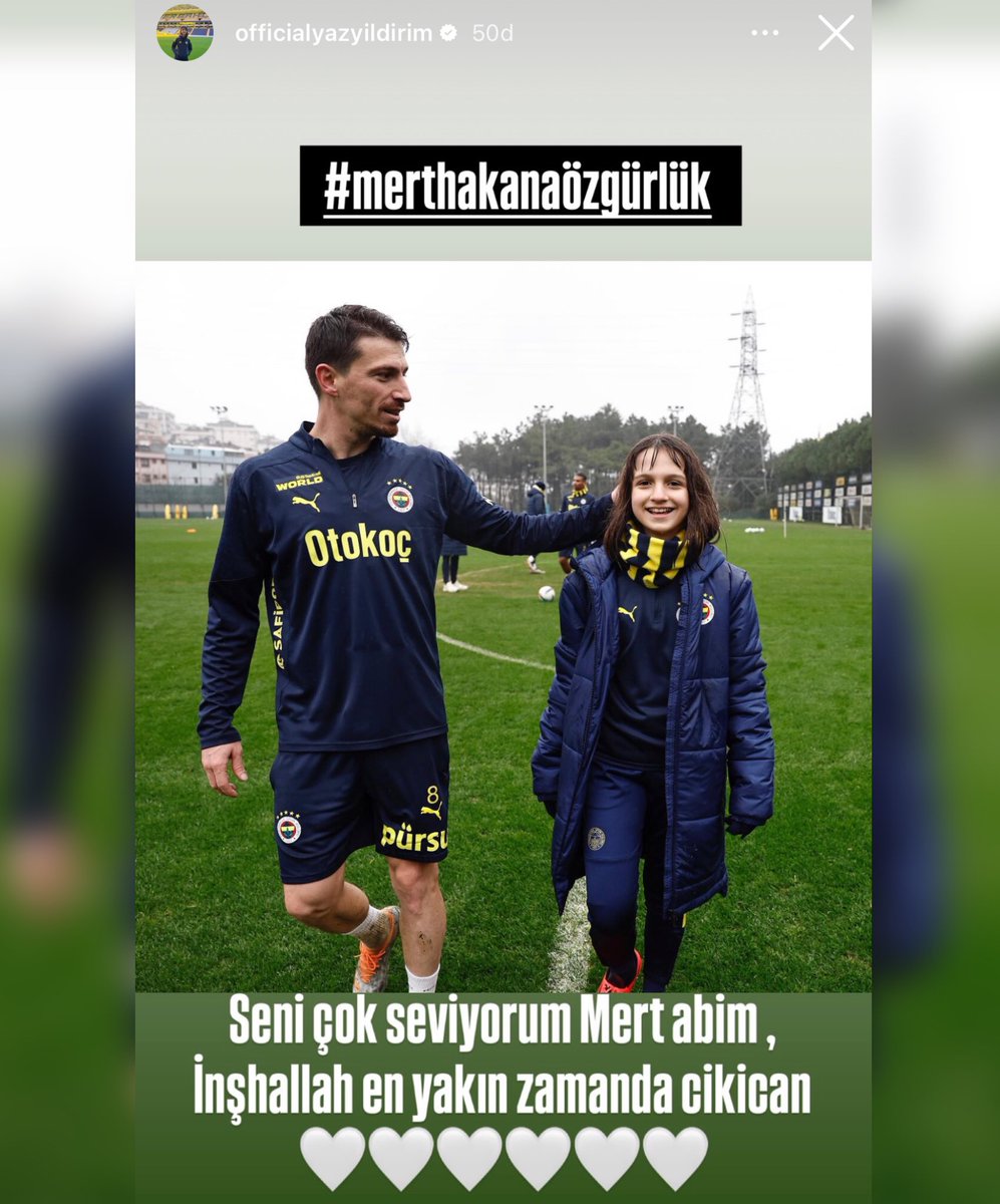 Yaz Yıldırım'ın paylaşımı:

"Mert Hakan Yandaş'a özgürlük🤍"