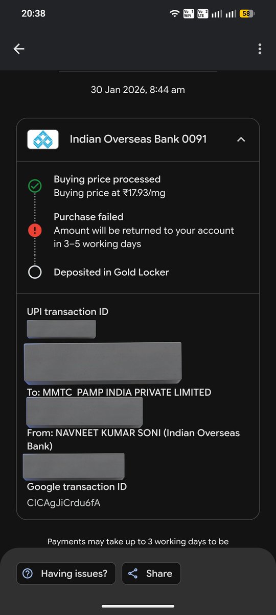 itsnavneetsoni's tweet photo. @GooglePayIndia I never expected this from Google pay for buying their own Gold Locker . As it's just giving time and time to me to wait rather than refunding my deducted amount . Which was even failed.  At the time of Transaction . #mmt #goldlocker https://t.co/oFaJHxguPb