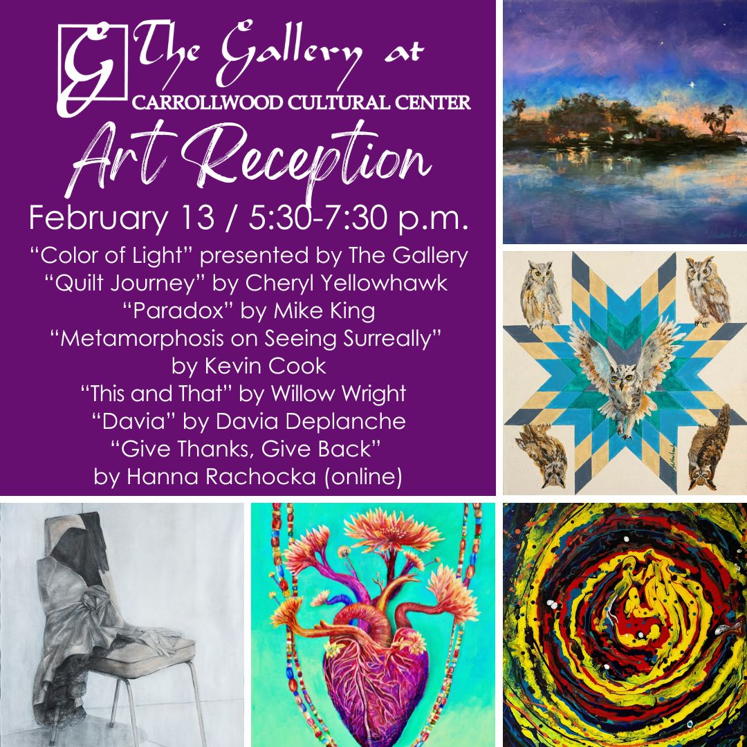 cwoodcenter's tweet image. Help us officially open the new exhibits in The Gallery this Friday during our Art Reception. It will be an evening of art, refreshments, camaraderie, and fun!  Admission is free. RSVP is not required. #carrollwoodculturlacenter #galleryopening #artreception #artwork #artist