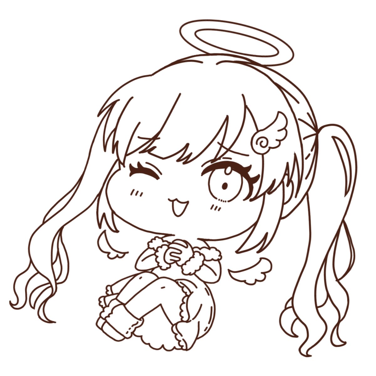 天使の答えはあられちゃんでした‼️ ぬり絵したい人どーぞ💛