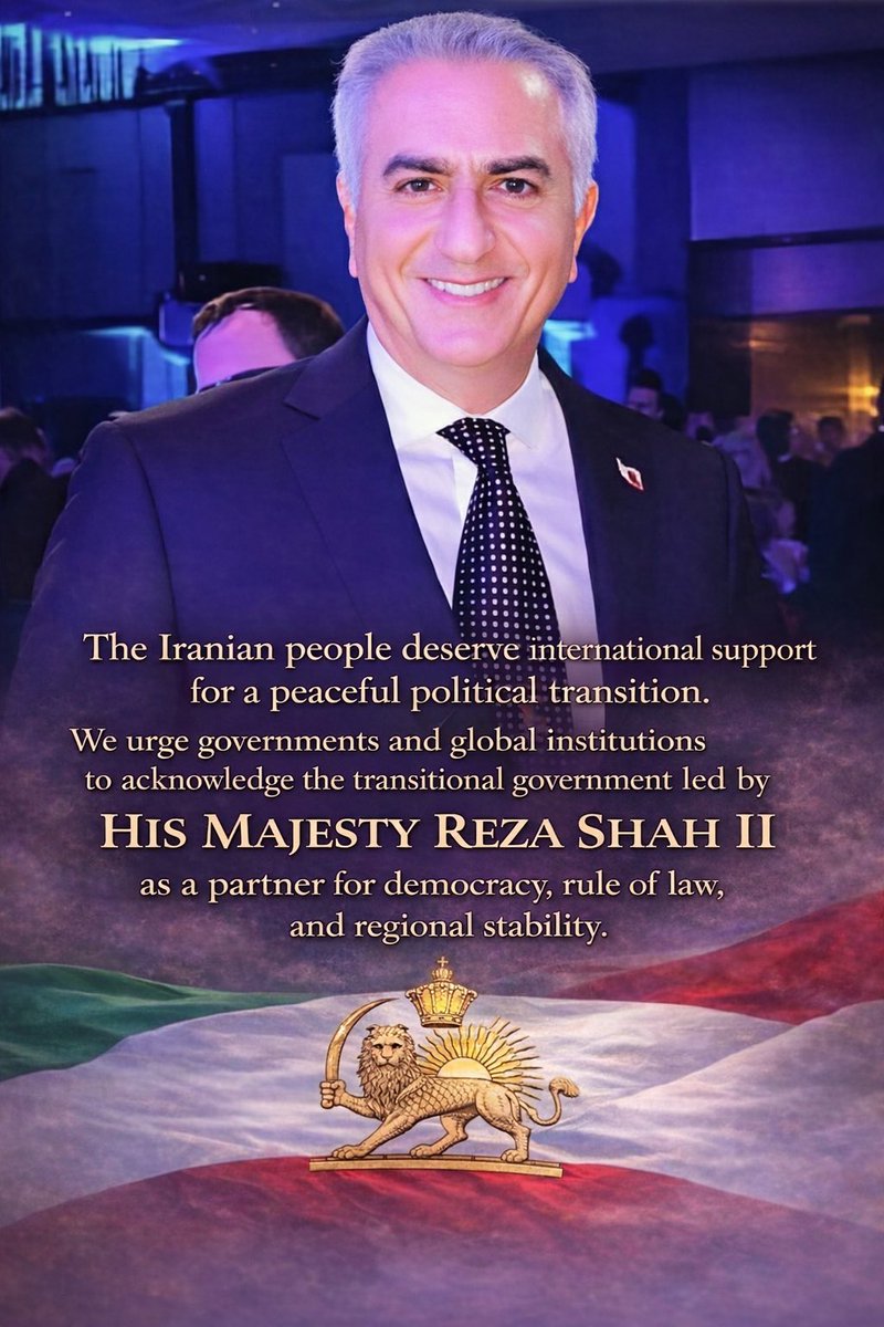 Sirwana9's tweet photo. The future of Iran should reflect the will of its people. For Iranians,@PahlaviReza represents unity, secular governance and a break from dictatorship. That deserves recognition.
#IranMassacre 
#KingRezaPahlavi https://t.co/LljPBf8pbr