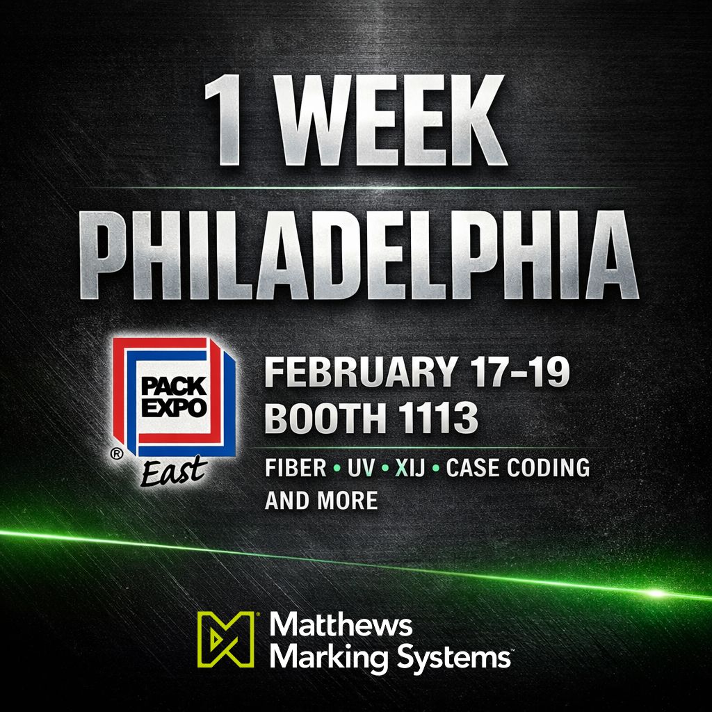 1 week until PACK EXPO East.

We’ll be running fiber, UV, XIJ, and case coding systems live in Philadelphia,  real applications, real production speed.

Booth 1113 | Feb 17–19

See you in Philly.

#PackExpoEast #IndustrialMarking #LaserMarking #PackagingTechnology