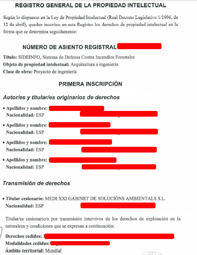 ferrandalmau78's tweet photo. 2) #SIDEINFO es una patente europea, titularidad de @Medi_XXI_GSA
Desde 2005 (1a instalación fija), 2008 #PropiedadIntelectual, 2012 (#patente) hasta hoy, hemos desarrollado líneas de investigación e innovación en materia de #defensa contra #IIFF en #InterfazUrbanoForestal #IUF https://t.co/4gsGDxbOdY