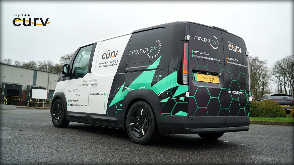 ProjectCurv's tweet photo. 🎉⚡ Big news! We’re officially powering up our fleet!

We’re thrilled to announce the arrival of our brand-new electric vans, with even more on the way! 

And you won’t miss our new Kia PV5 vans on the roads wrapped in our fresh, new look. 

#EVFleet #EcoFriendlyBusiness https://t.co/tOtH0X0NsY