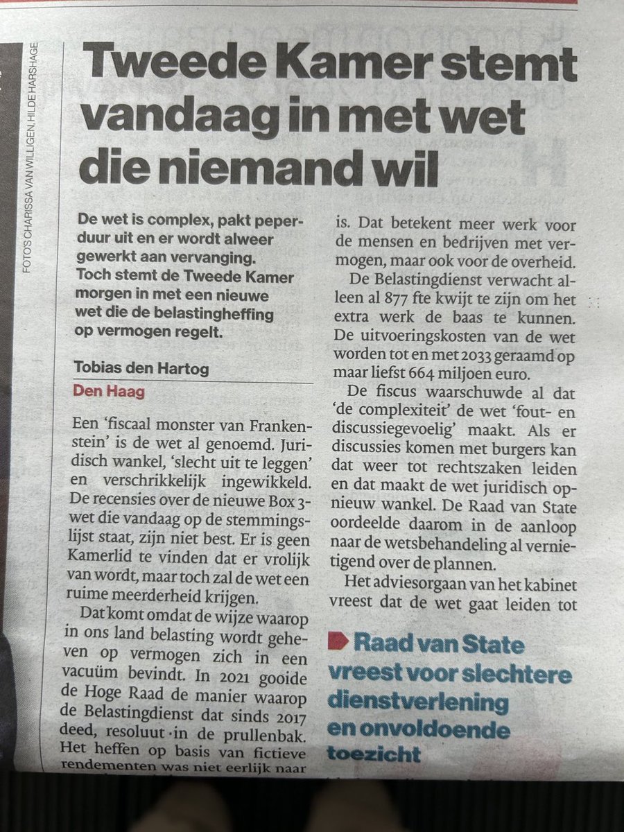 Heel Nederland moet bezwaar maken tegen #box3 heffing in 2028.

Dit gaat juridisch onderuit gehaald worden is de algemene verwachting.

Idiote kortzichtige actie van nieuw kabinet. Wat een verstand #D66