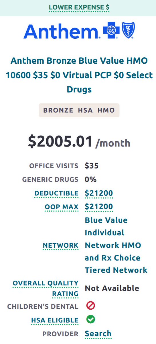 Looking at healthcare coverage for my family right now and this is the lowest cost option.

$24,000 per year just to have insurance.

+

$21200 per year, before it even kicks in.

$43,300 per year must be spent before insurance pays anything.