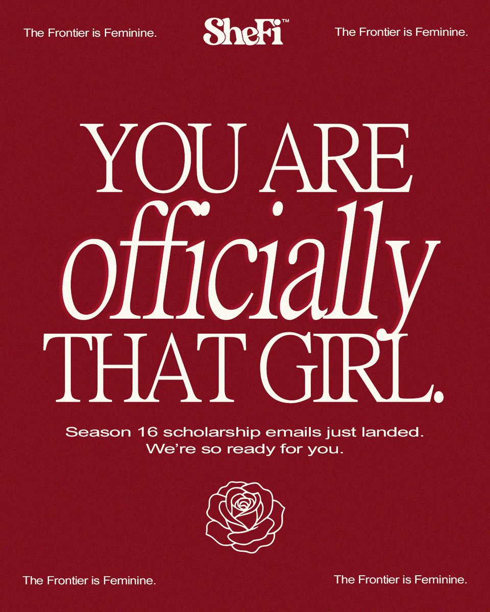 shefiorg's tweet photo. YES, YOU ARE THAT GIRL. 💫 💌  

The first wave of SheFi Season 16 Scholars are officially in.

If you applied, check your inbox.
If you didn’t, there’s still time to join this cohort.

If you’re still thinking about it, this is your reminder — it’s not too late to join Season 16. 👇