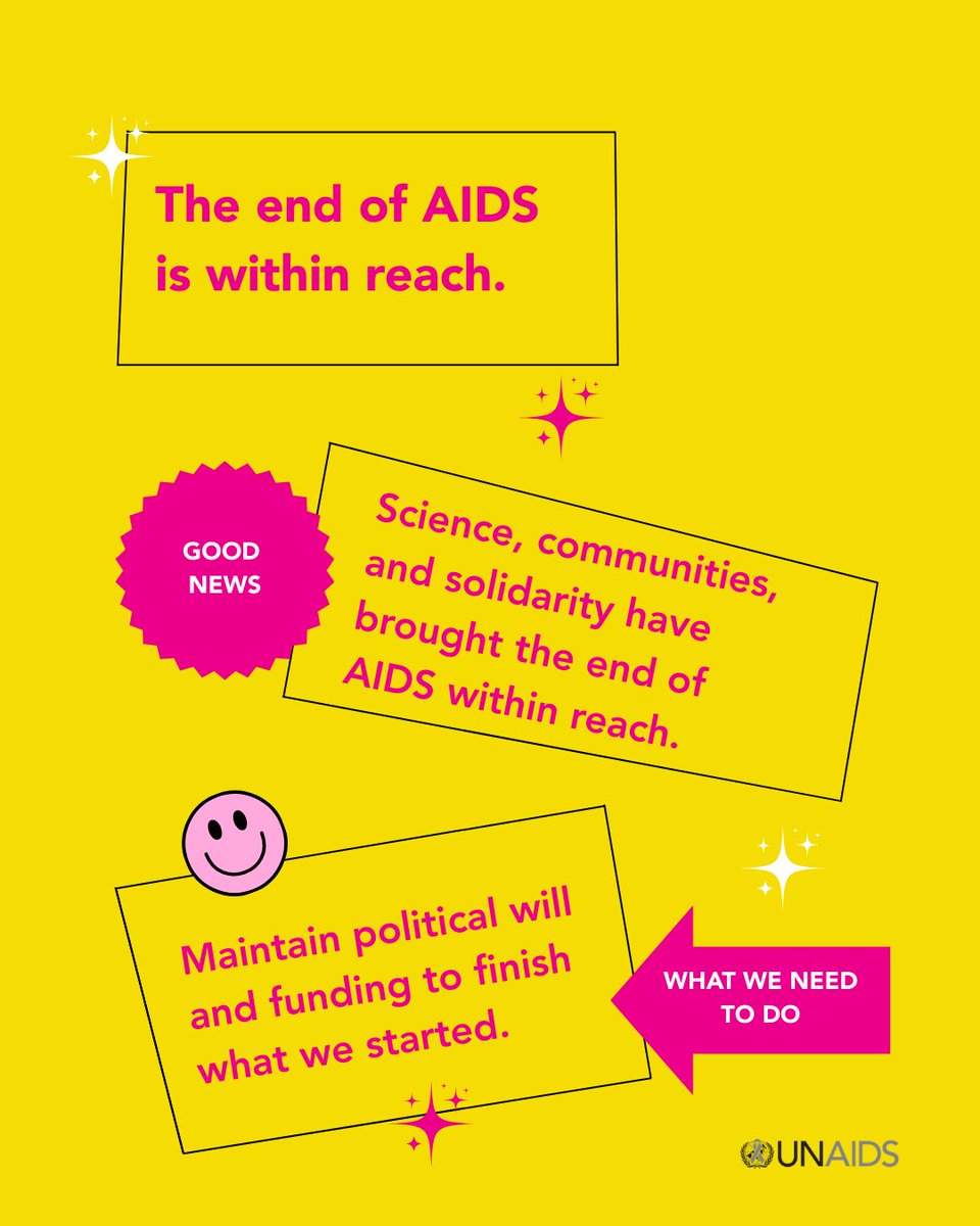 Ending AIDS is no longer an abstract goal.
Decades of science, community leadership, and global solidarity have shown what is possible.
The final steps depend on political will, funding, and commitment — to finish what we started.
Global AIDS Strategy 2026-2031 | <a href="/UNAIDS/">UNAIDS Global</a>