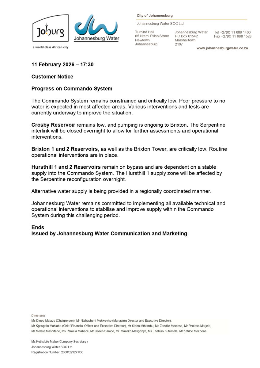 Johannesburg Water tweet media