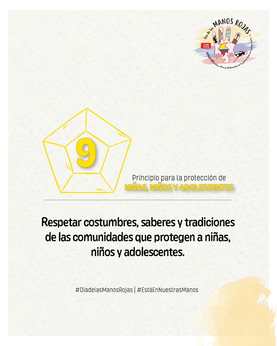 TdHSColombia's tweet photo. 🔴✋🏾 #DíaDeLasManosRojas | Mañana, 12 de febrero - Por los 12 principios. 
Súmate a la conmemoración del Día de las Manos Rojas
Principio No. 9 para protección.

#EstáEnNuestrasManos https://t.co/yo5MW2hmGj