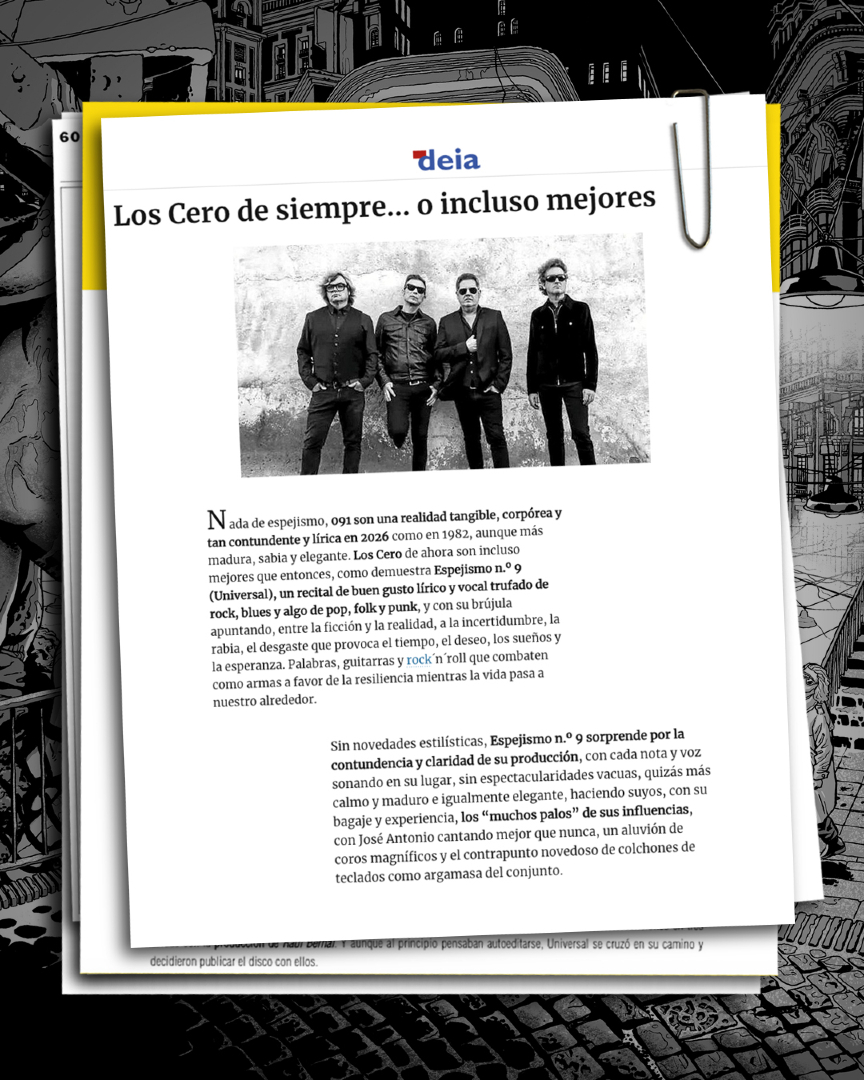 Agradecidos por todas vuestras críticas!! Después de un largo silencio los 091 hemos sacado nuevo álbum: Espejismo Nº9.

Estamos abrumados por la acogida que está teniendo. Las canciones son ya vuestras también. Contadnos, cómo las veis??