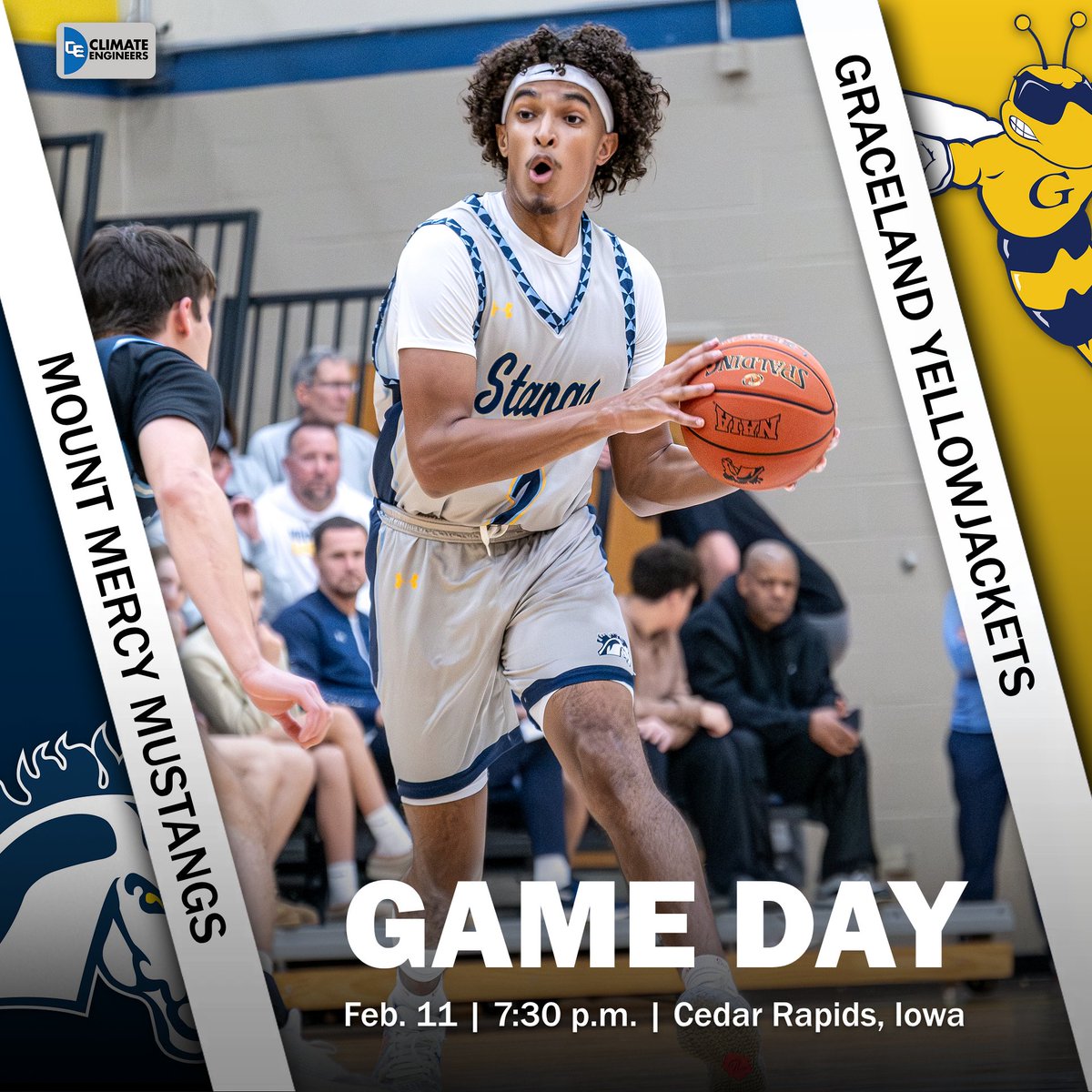 MBB | It's game day!
🆚 Graceland
📍 Cedar Rapids, Iowa
⏰ 7:30 p.m.
📺 urbanedgenetwork.net/live?school=he…
📊 mountmercymustangs.com/sports/mbkb/20…
🎟  vivenu.com/seller/mount-m…
#MMmbb