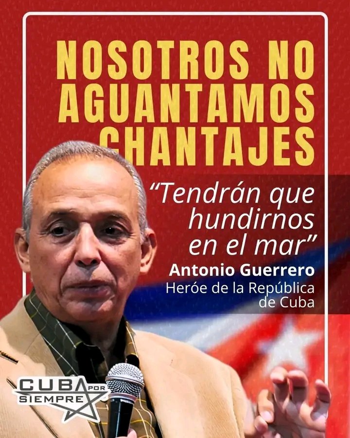 🇨🇺 El héroe de la República de Cuba, Antonio Guerrero, ha expresado su plena confianza en que el pueblo cubano volverá a salir victorioso frente a la reciente escalada de agresiones por parte del gobierno de Estados Unidos. 

#UnidosXCuba 
#CubaEstáFirme 
#CubaVencerá