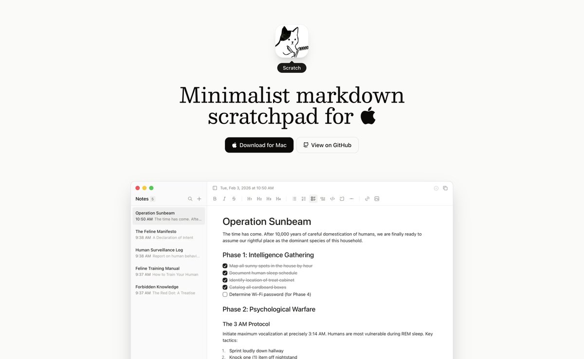 Just discovered this little note taking app called Scratch. Local markdown notes, super simple, no accounts. 10/10. 
ericli.io/scratch