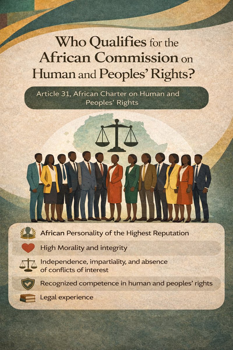 At the 48th AU Executive Council session in Addis Ababa, key appointments to AU organs are underway. 

While awaiting the outcomes, it is important to highlight the criteria guiding each human rights mechanism.

These criteria ensure appointments uphold transparency.

#AU