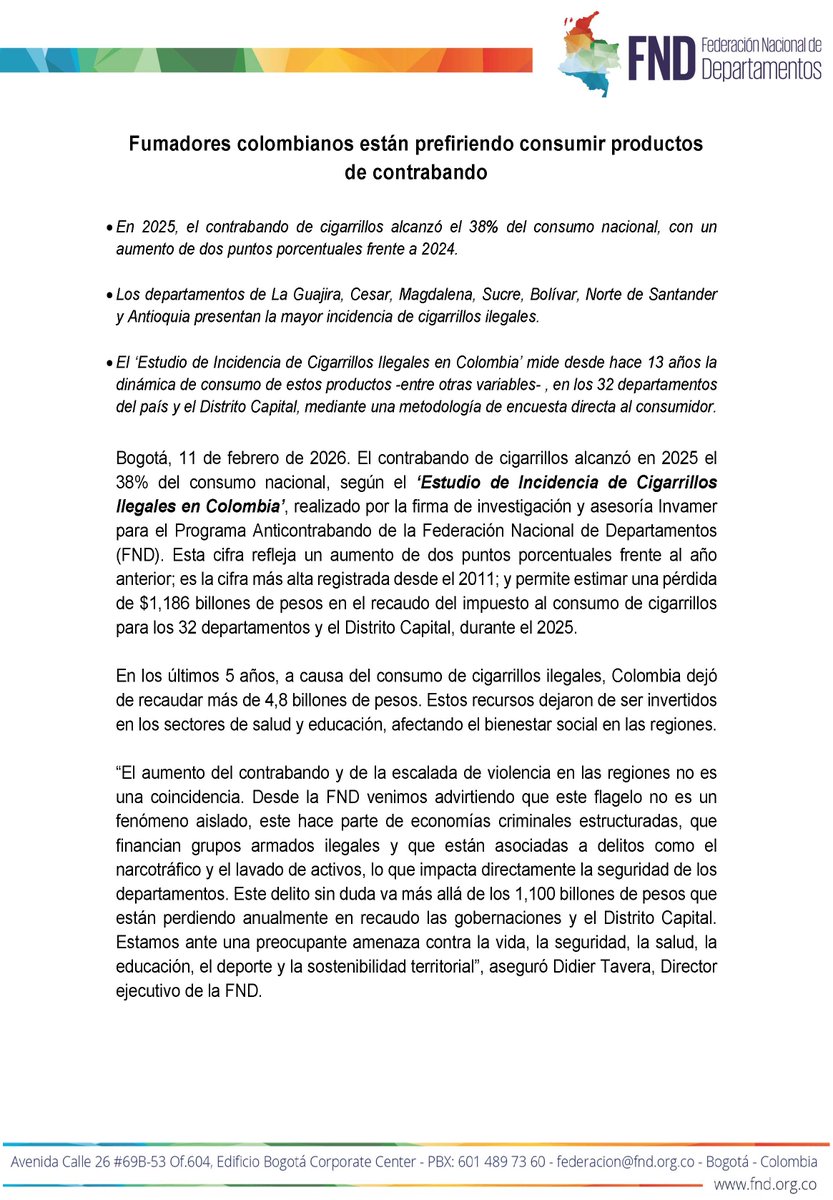 FND - Federación Nacional de Departamentos tweet media