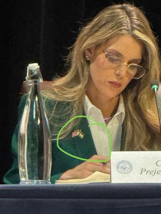 Wearing a pin bearing the Palestinian flag, a member of the White House’s Religious Freedom Commission, Kari Boller, said:

> “I will never kneel to the state of ‘Israel.’ I am more determined than ever to speak frankly about political Zionism and the lies that have been sold to