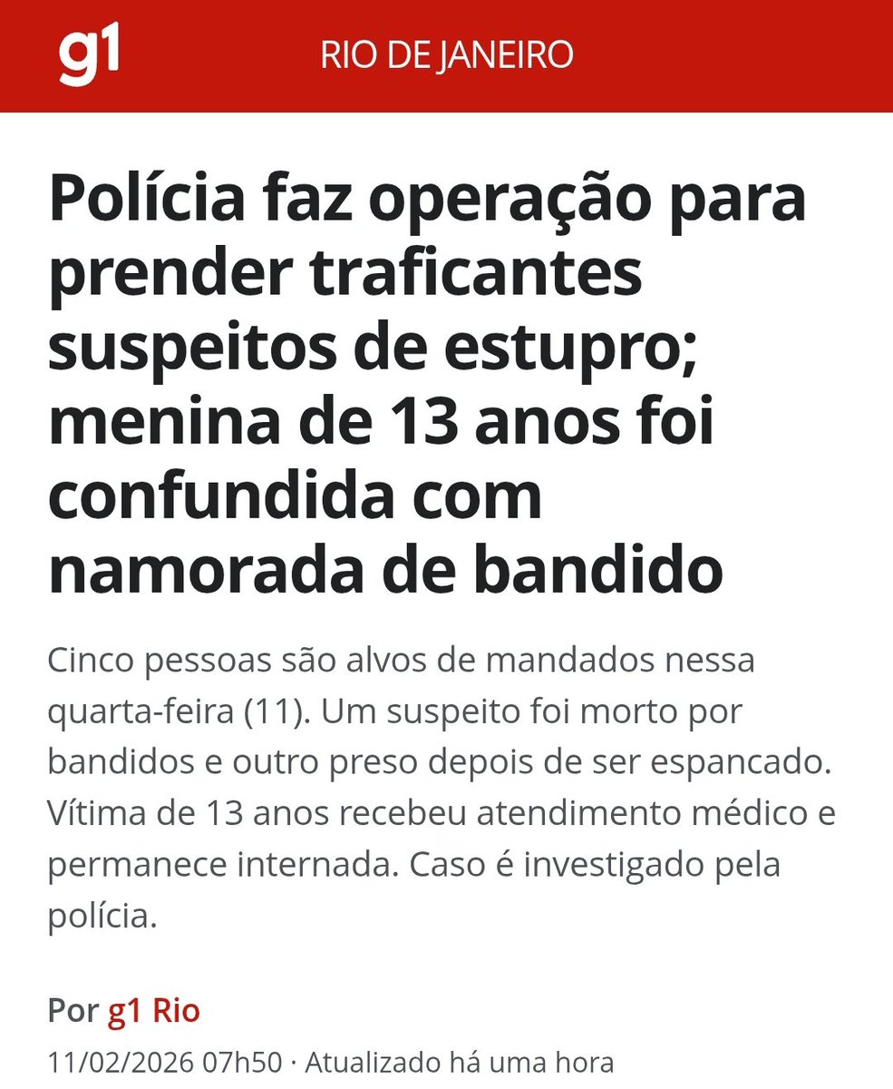 henriolliveira_'s tweet image. MENINA de 13 ANOS no RIO:

- acabou no "tribunal do tráfico", confundida com namorada de bandido rival
- foi estuprada por 6 HOMENS

Você não verá:

- choro da Janja
- protesto da esquerda
- gritaria do PT e do PSOL

"Os traficantes são vítimas dos usuários" 🤡