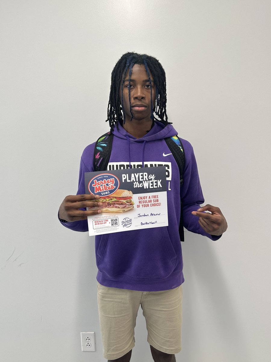 CanesFBS's tweet photo. Canes Athletics is excited to partner with Jersey Mike’s again this year to bring you our Athletes of the Week! Last week’s winner was Jordan Aremu (Basketball)! #WeAreFB https://t.co/lIcFsMjUlr