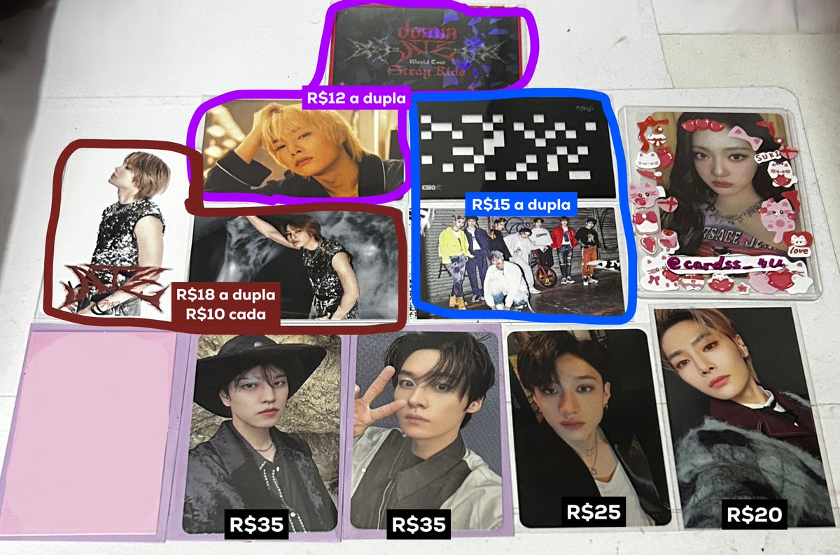 cardss_4u's tweet photo. DROP STRAY KIDS

• valores na imagem + frete
• set completo: R$160
• ⁠pode abrir ceg, apenas me avise antes q posso reservar!
• ⁠dos sets coloridos, vendo apenas ATE nemo ver. separado 
• ⁠pagamento imediato (negocio em caso de ceg
• ⁠sensitive buyer ❌

> fbs nos fix https://t.co/GYHifyGA56