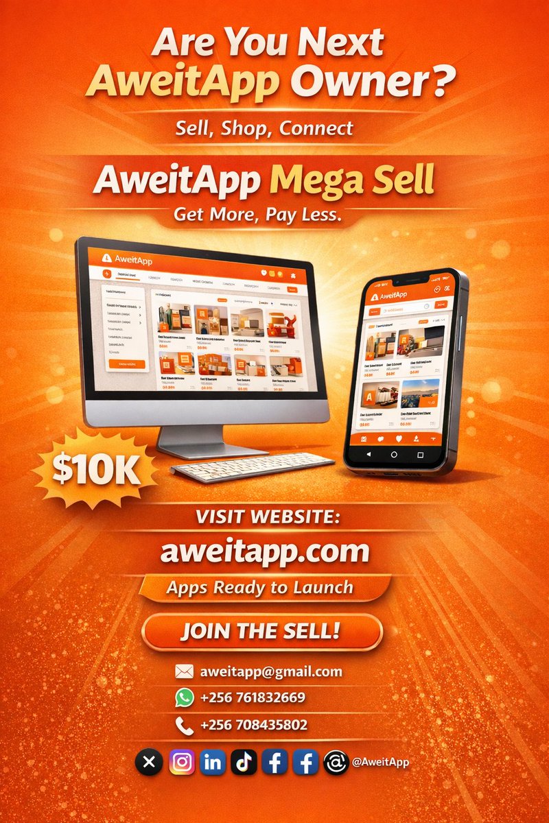 WanderaEmmaWere's tweet photo. Are You Next AweitApp Owner?
A full-featured multi-vendor marketplace platform is now on sale.
Built, tested, and running  ready for scale.
Price: $10K
Website: https://t.co/ohbysn1mU8
📱 Apps ready to launch
Sell • Shop • Connect
This is not an idea, this is a working business https://t.co/hRmhQKIJ3i