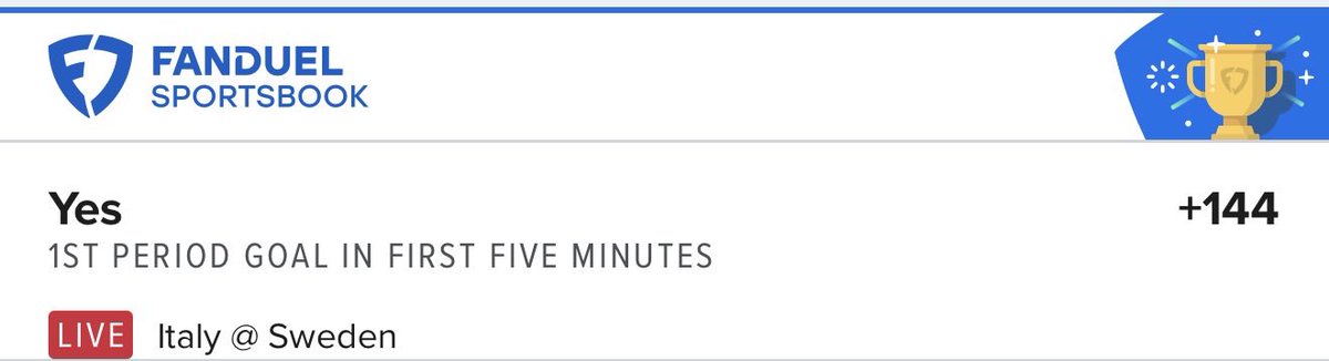 Tiki_Bets54's tweet photo. Did you join us?!? If so, you would have seen this and cashed it within the first 5 minutes of the game! Let’s go!!! #Olympics2026 #Hockey #First5minutes @BlackbookBettor https://t.co/mkpJxZzhbI