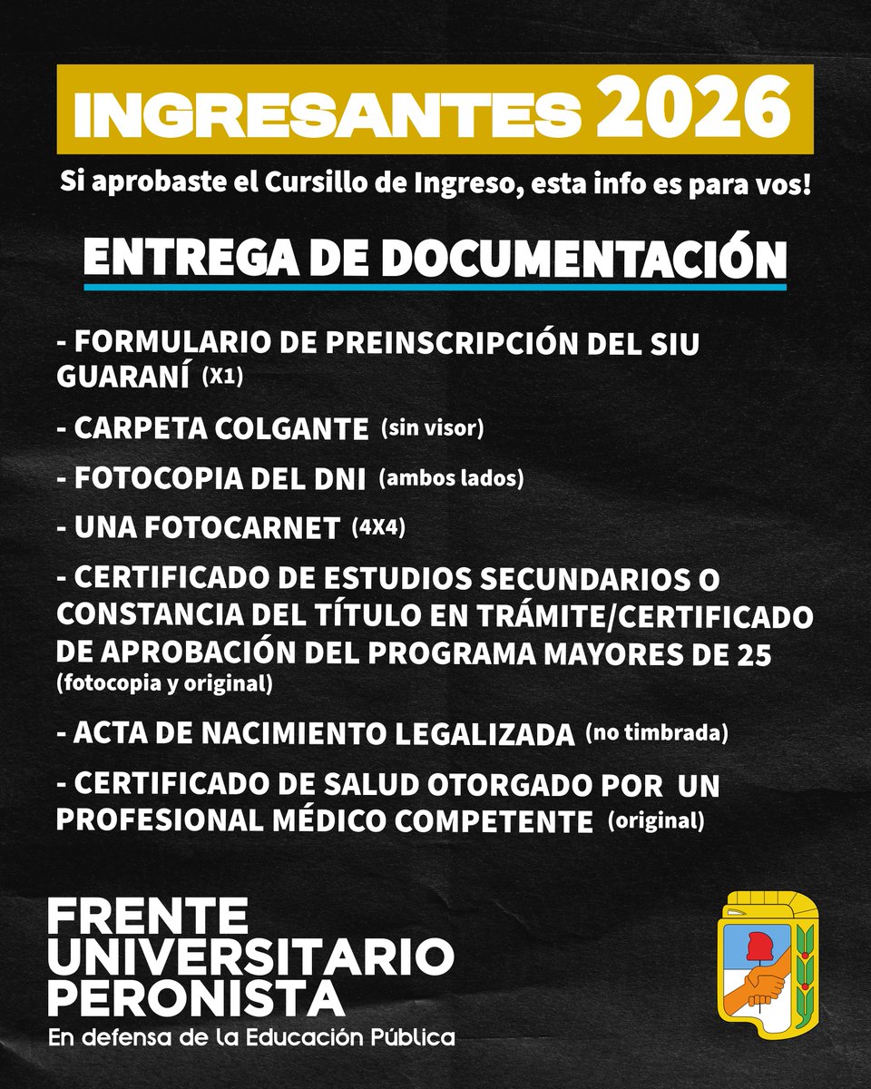 fupunse_'s tweet photo. ⚠️ Atención #INGRESANTES2026 de nuestra Facultad de Humanidades, Cs. Sociales y de la Salud📚

📌Anota estas fechas y todo lo que tienes que presentar para completar tu inscripción en la UNSE!

#UNSE #FHCSYS #CICLOLECTIVO2026 https://t.co/YrSAbVFpYZ
