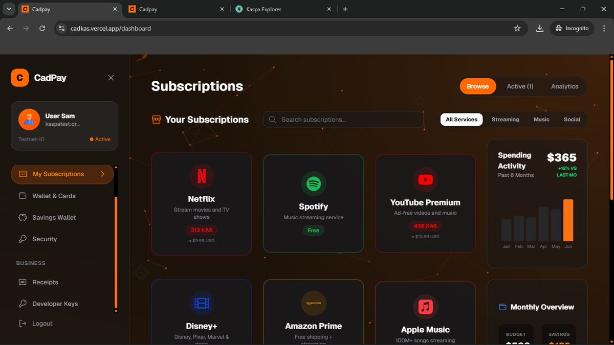 The_devsam's tweet image. Day 42/365
My project for the @kaspaunchained is done-ish.
I would just add finishing touches here and there and make my submission tomorrow🤭
#BuildInPublic #Kaspa