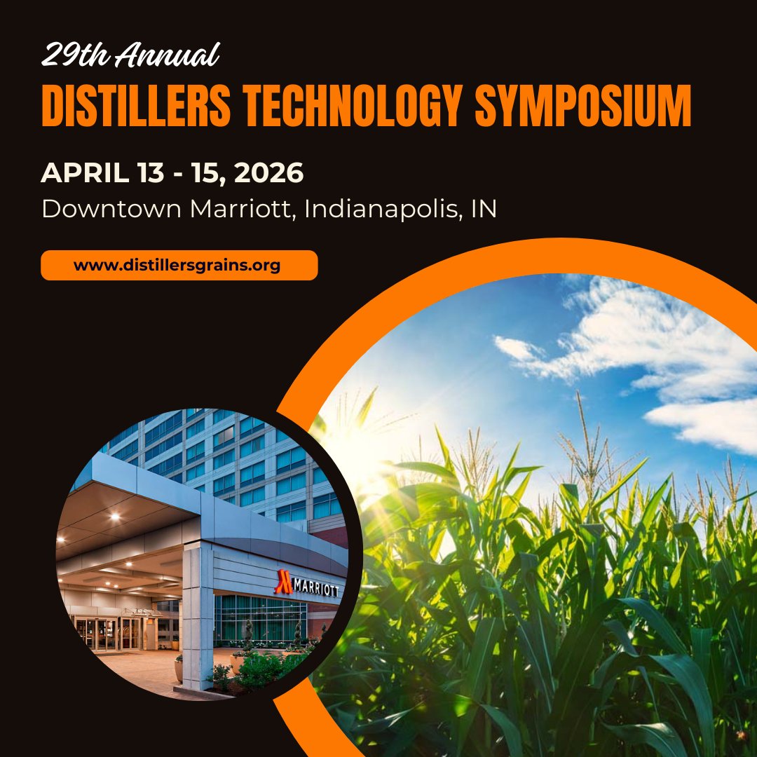 DistillersGrain's tweet photo. Don't miss the 29th Annual Distillers Technology Symposium!

📅 April 13 - 15, 2026
📍 Indianapolis, IN

👉 View Agenda &amp; Register NOW: https://t.co/8RyTmArONK

#distillers #animalfeed #technologysymposium https://t.co/fCB5na0IAu