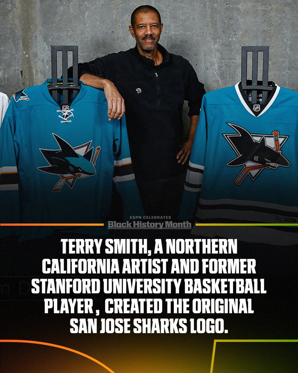 espn's tweet image. Terry Smith changed the sports logo game when he created the San Jose Sharks logo in the early 90s 🦈🙌

(via @NHL)