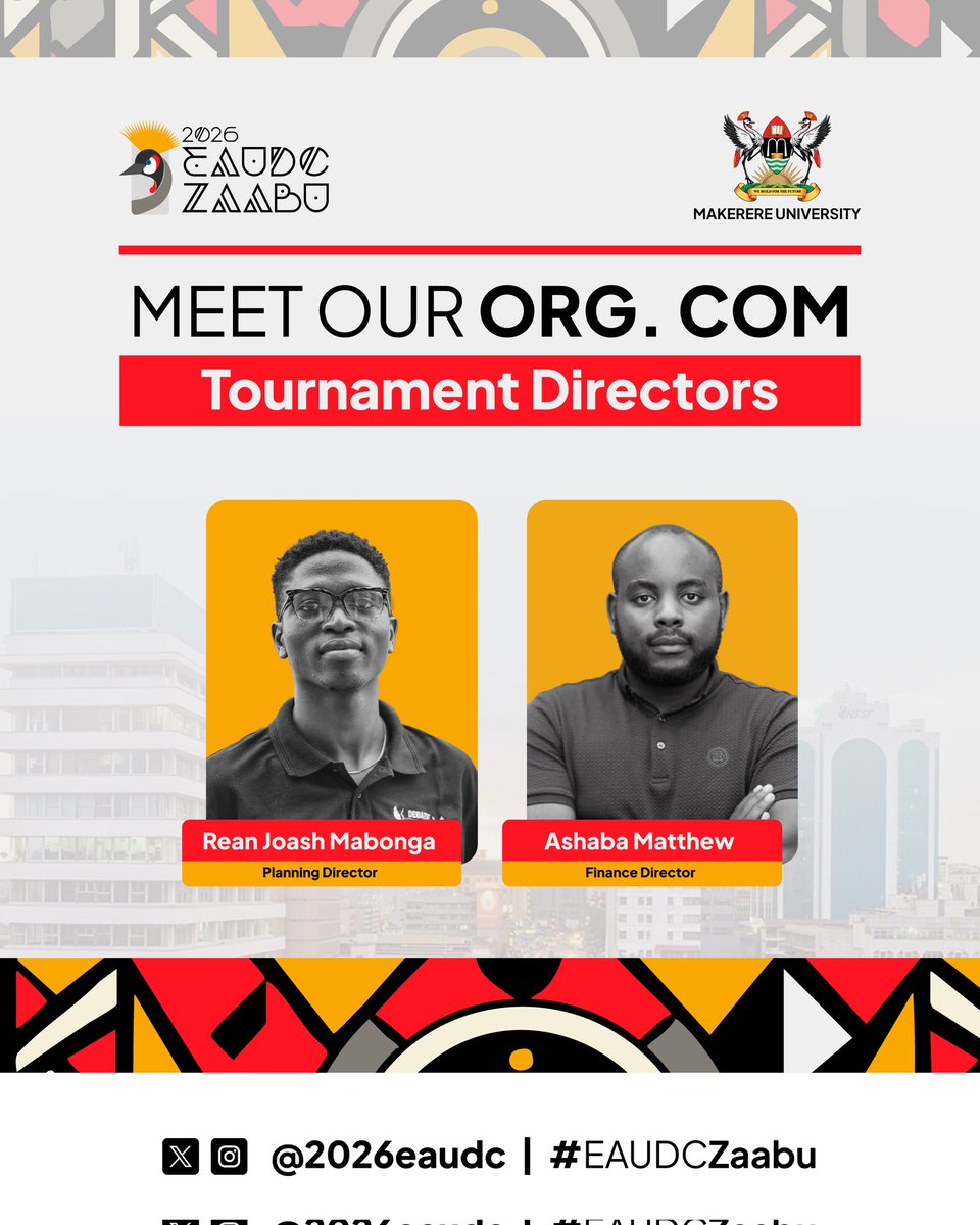 2026eaudc's tweet photo. Where fairness is planned.
Where excellence is engineered.
Where debates are made possible.

Your Tournament Directors.

#ZaabuInMotion #EAUDC2026 https://t.co/fg1HmHyf9c