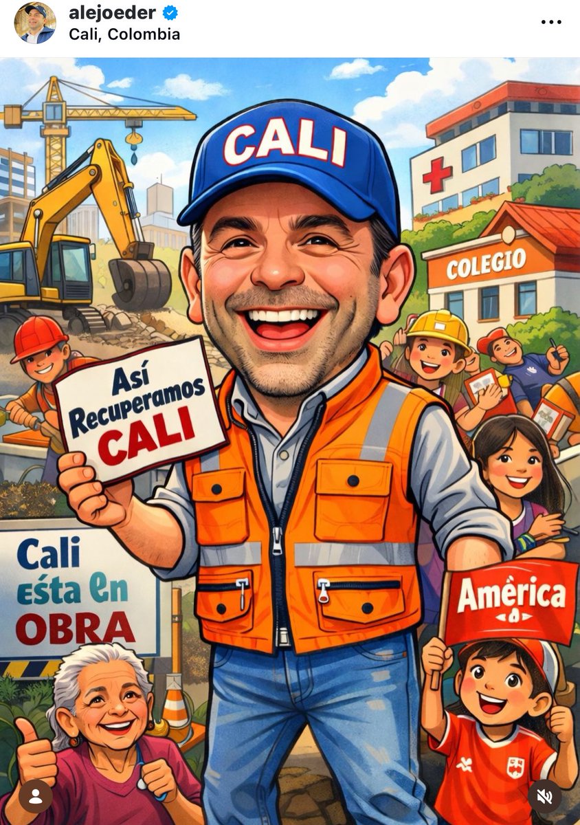 Mientras en Cali siguen aumentando los robos 🚨 y hoy amanecemos con una noticia tan aterradora como el hallazgo de una cabeza en un maletín en el norte de la ciudad 😔, el alcalde hace viral una imagen creada con IA 🤖 donde todo parece progreso y felicidad 🏗️✨.

La pregunta