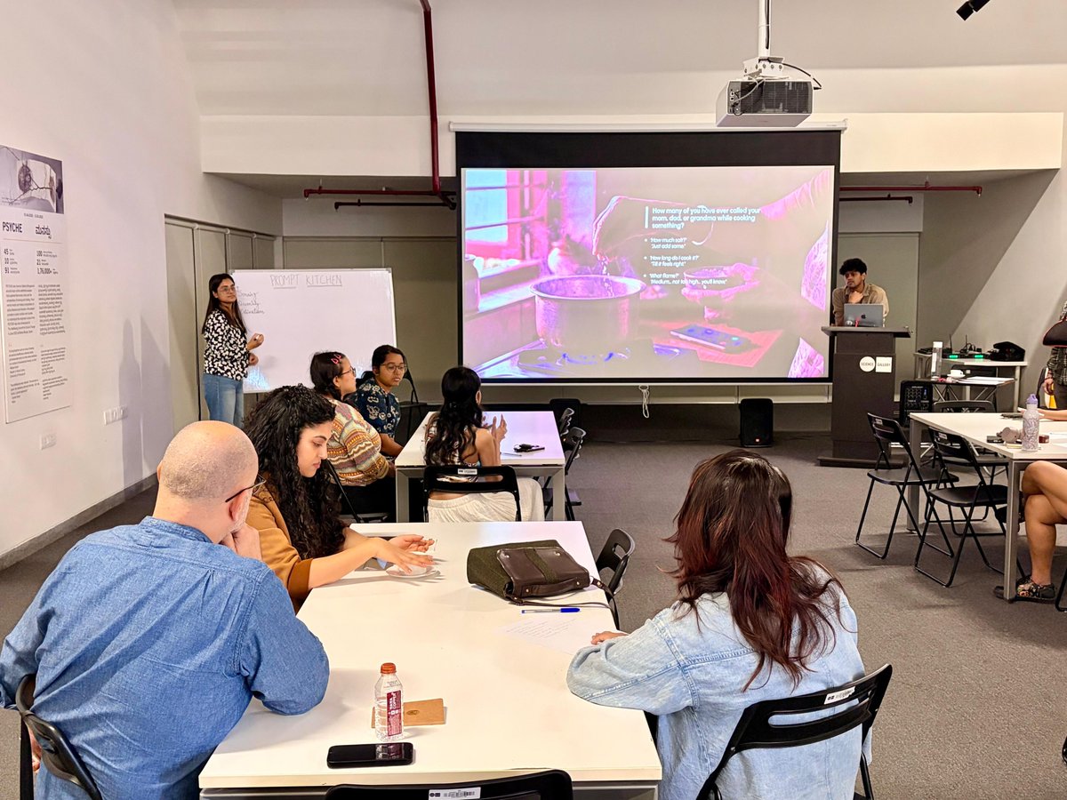 hellextraa's tweet photo. Can AI meaningfully shape the way we cook and pass on recipes?
A question we explored through a workshop that I co-hosted recently. ‘Prompt Kitchen’ at @SciGalleryBlr  - an exploration of AI, prompts, and the deeply human act of cooking. https://t.co/UuJm9WwGuP