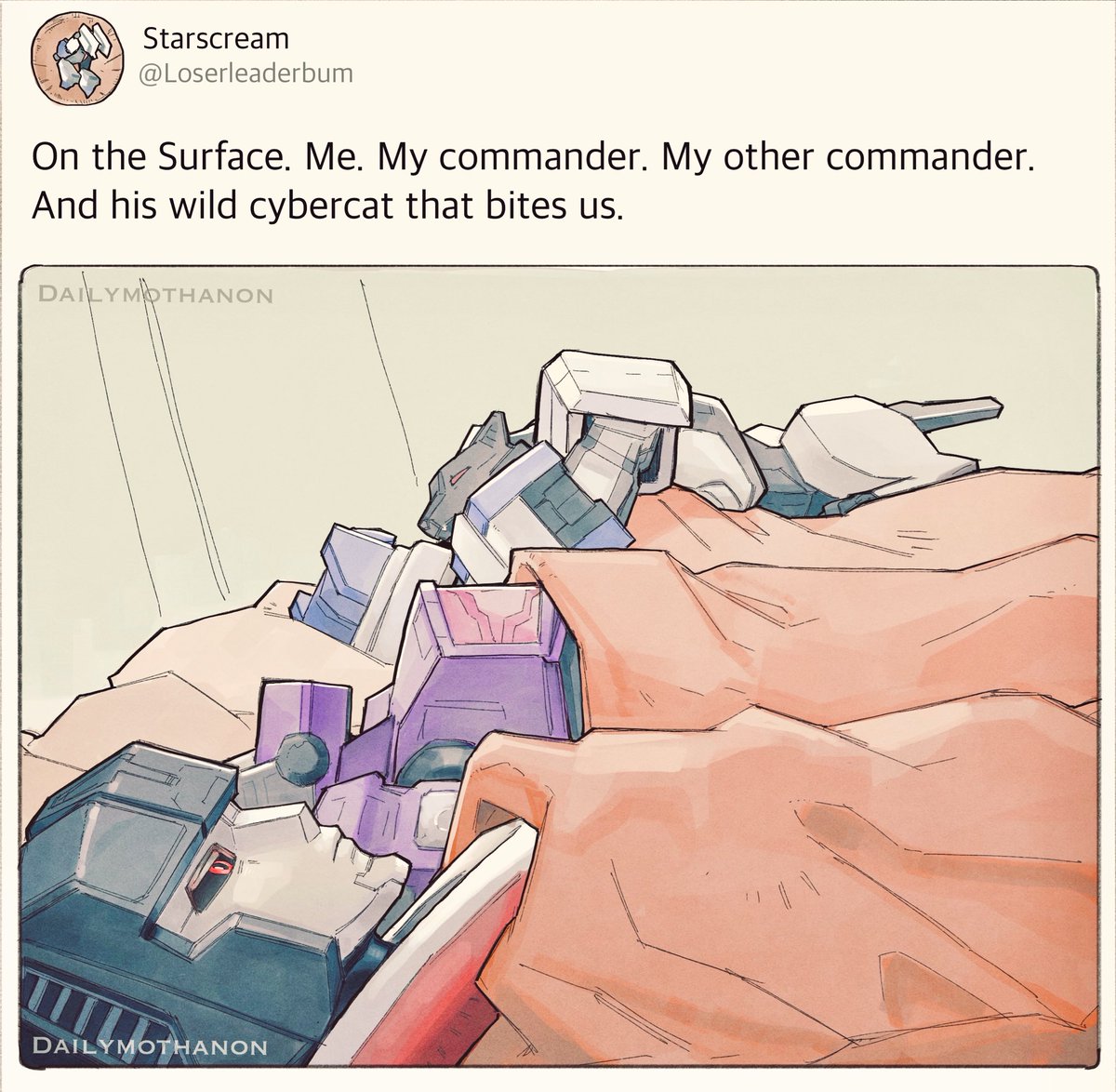 whyryouhere091's tweet image. Unfortunately they cannot tell him no to having such things cuz Soundwave knows all the codes and passwords to everything and also their deepest secrets 
#Transformers #TFOne #Soundwave #Shockwave #Starscream #Starwavewave