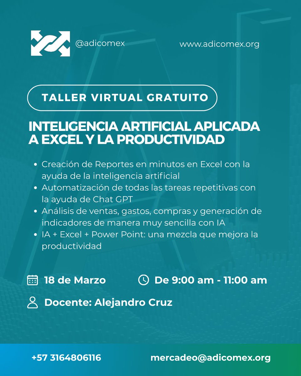 Adicomexm's tweet photo. Marzo de actualización en #ADICOMEX
✔ Medidas arancelarias Ecuador–Colombia
✔ Normativa Aduanera 2026
✔ Zonas Francas 4.0
✔Inteligencia artificial Aplicada a excel y la productividad
💻 Modalidad virtual
📩 Inscripciones abiertas
📞 316 480 6116
#ComercioExterior #Aduana https://t.co/enj0ppRZ7p