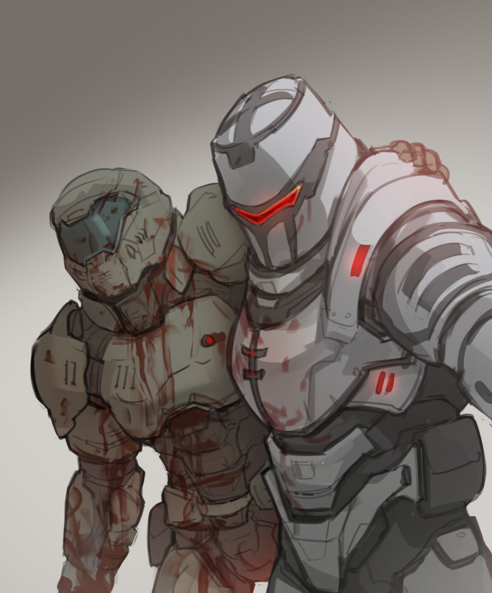 And you will be their savior, your strength will be their shield, and your will their sword.

Doom Slayer and Night Sentinel
Art by d1spatch on Tumblr (w-intermute or deadsilversky)