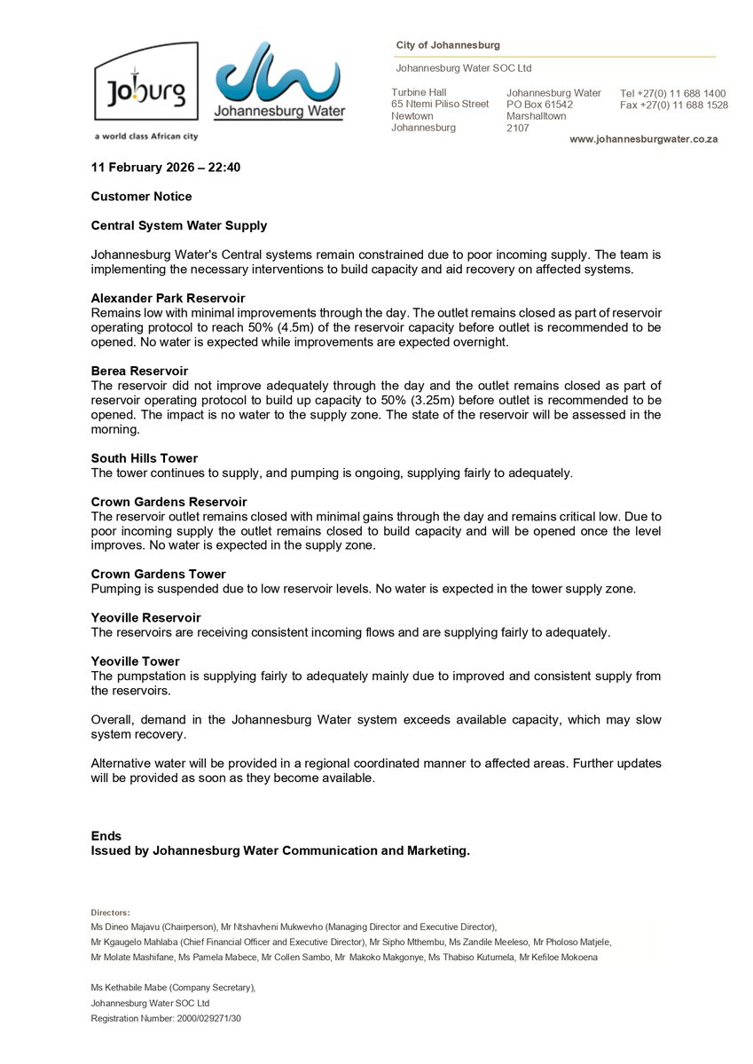 Johannesburg Water tweet media