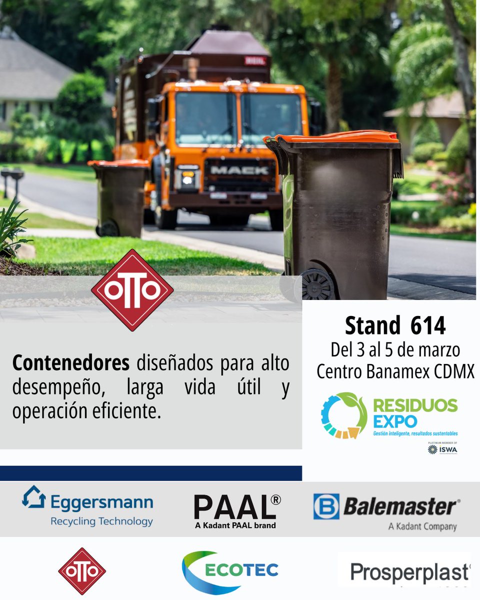 La gestión eficiente de residuos comienza en el punto de recolección.
En Residuos Expo, OTTO, en sinergia con ECOTEC, presenta contenedores diseñados para alto desempeño, larga vida útil y una operación eficiente
#ResiduosExpo #OTTO #ECOTEC #Contenedores #GestiónDeResiduos