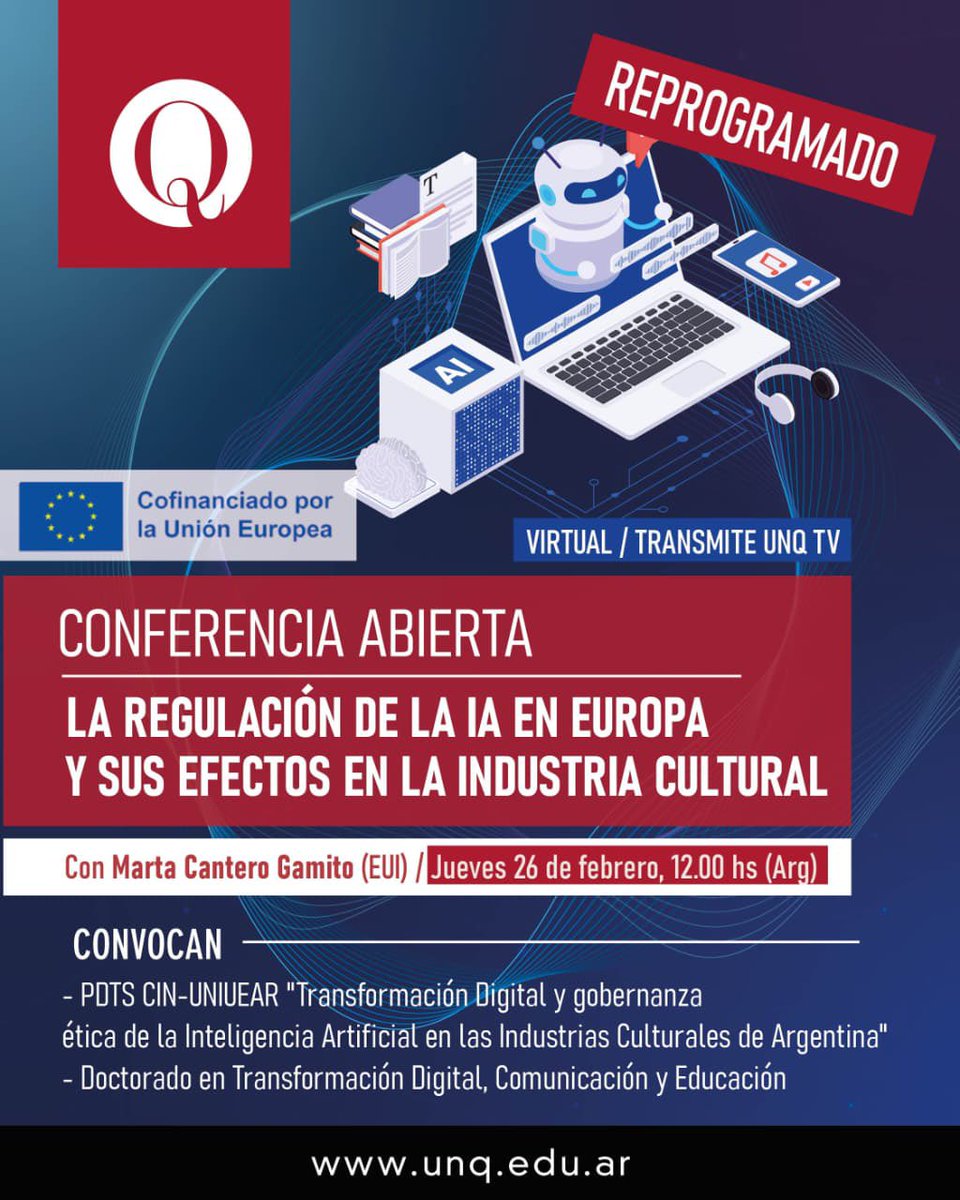 ¡Actividad reprogramada!

La conferencia virtual,  a cargo de la experta internacional Marta Cantero Gamito, se estará realizando el jueves 26/2 a las 12hs. 

Más información: unq.edu.ar/noticias/confe…